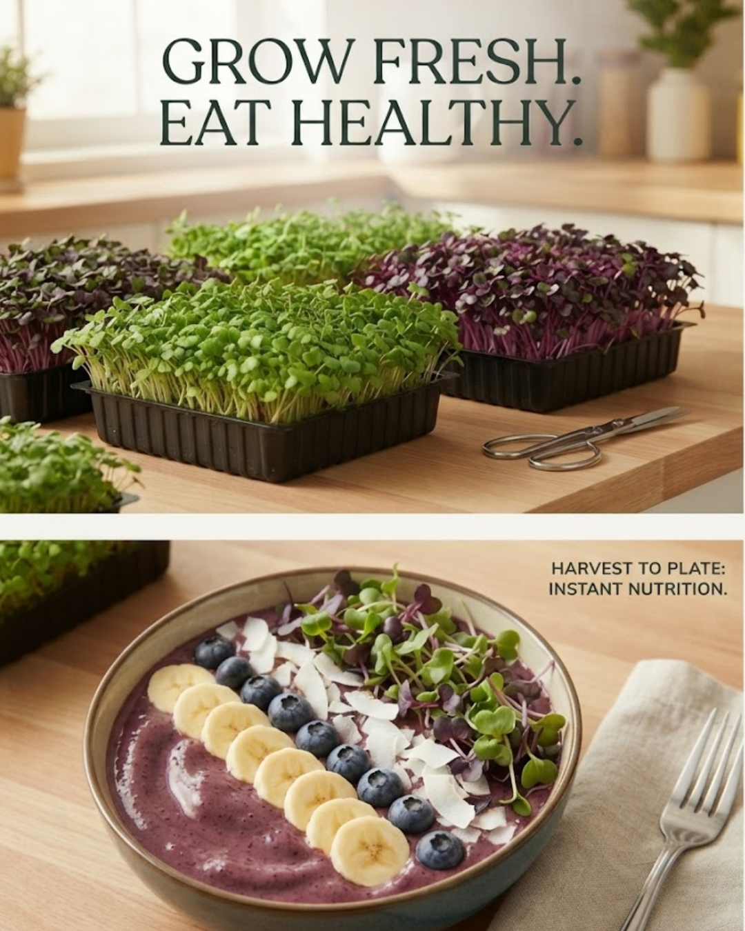 Superfood Power Pack - Microgreen Kit of 4 [Kale Green, Kale Purple, Broccoli, Swiss Chard]