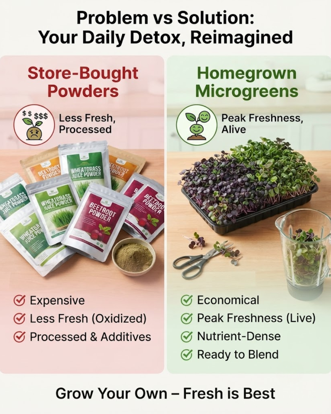 Sprouts &amp; Detox Blend - Microgreen Kit of 4 [Wheat Grass, Alfalfa, Fenugreek, Beetroot]