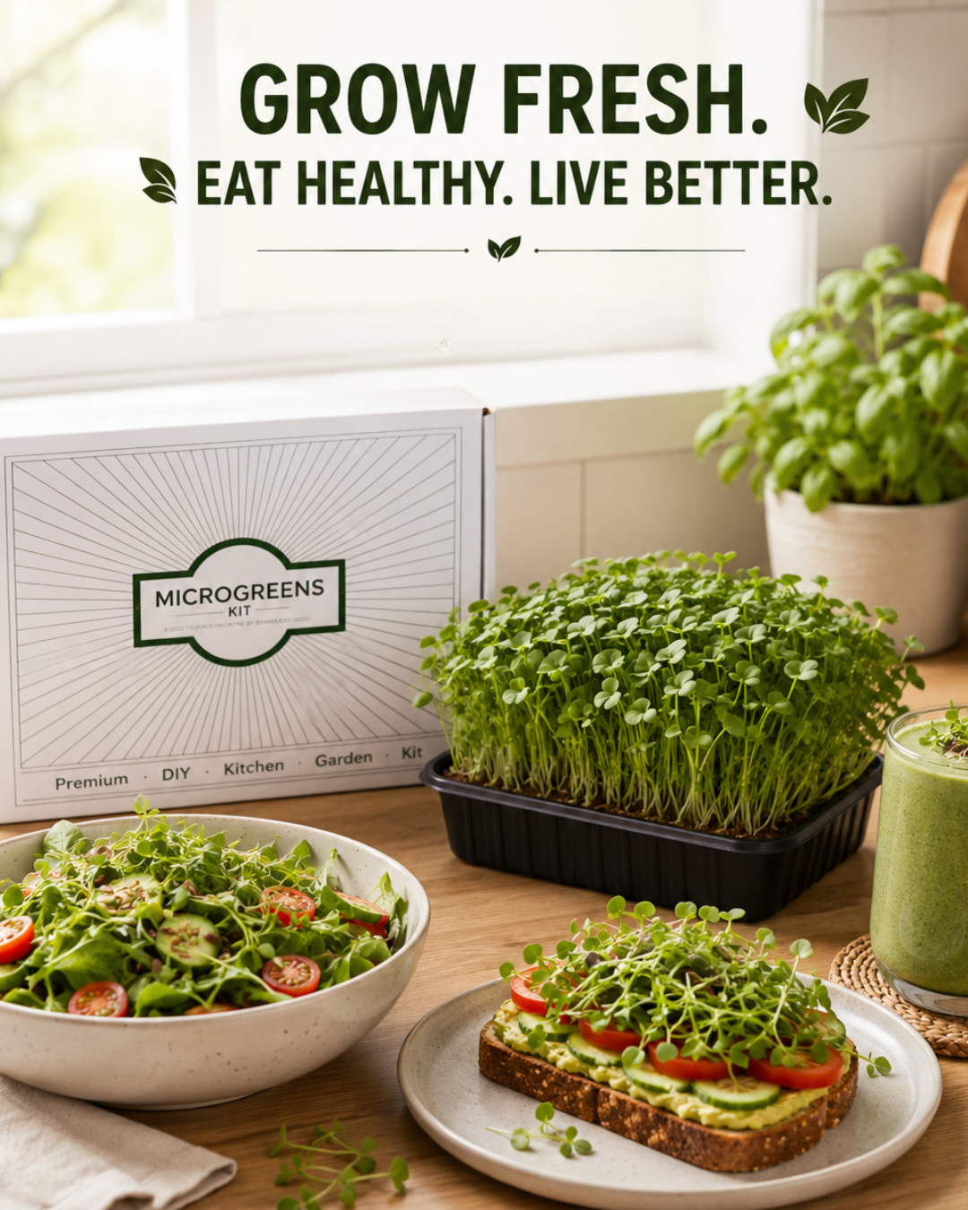 Classic Salad Mix - Microgreens Kit of 4 [Lettuce, Baby Spinach, Basil, Arugula]