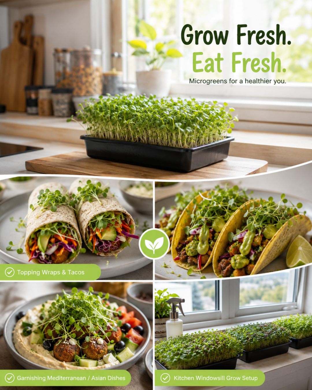 Bold &amp; Zesty Greens - Microgreen Kit of 4 [Alfa Alfa, Fenugreek, Cilantro, Lettuce]