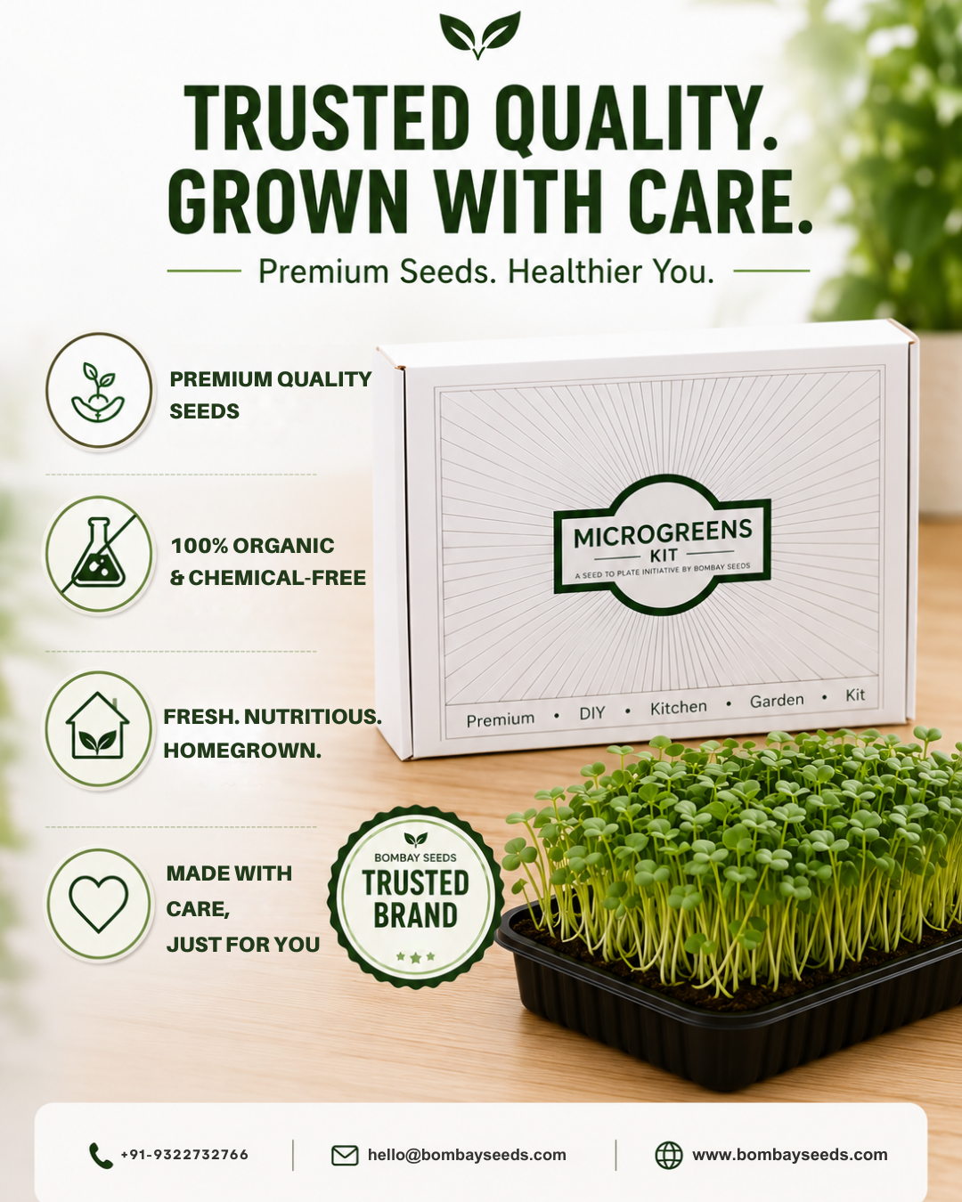 Bold &amp; Zesty Greens - Microgreen Kit of 4 [Alfa Alfa, Fenugreek, Cilantro, Lettuce]