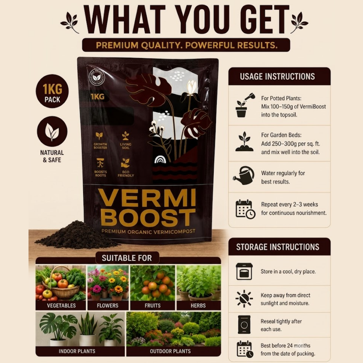 SoilRich VermiBoost [Vermicompost] 1Kg