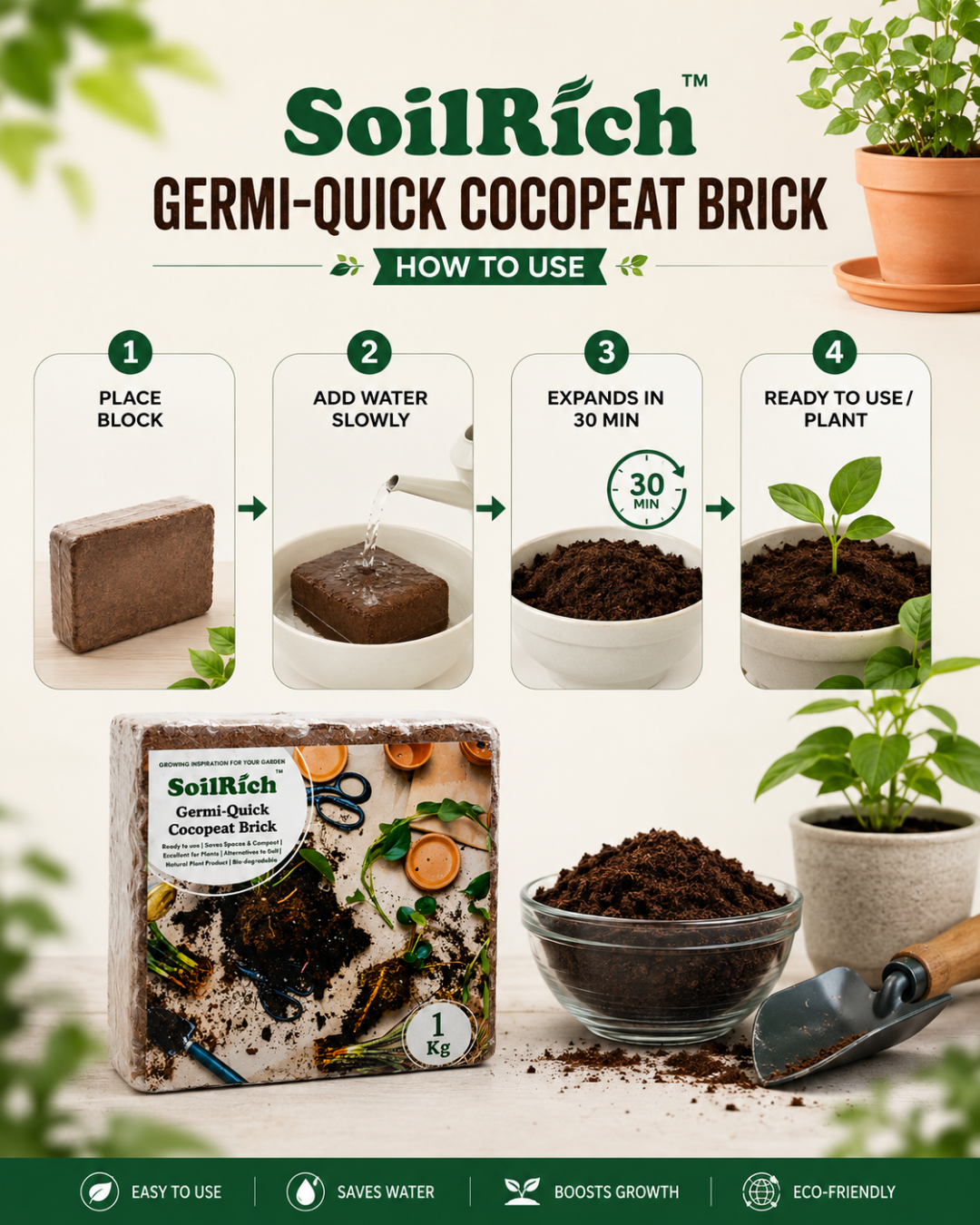 SoilRich Organic Cocopeat 1kg Block